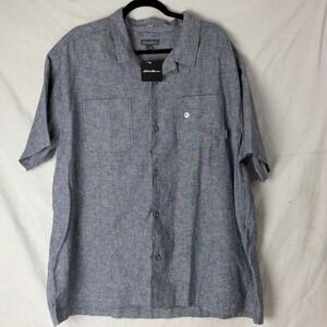 Eddie Bauer Gray linen blend button up shirt #linenblend